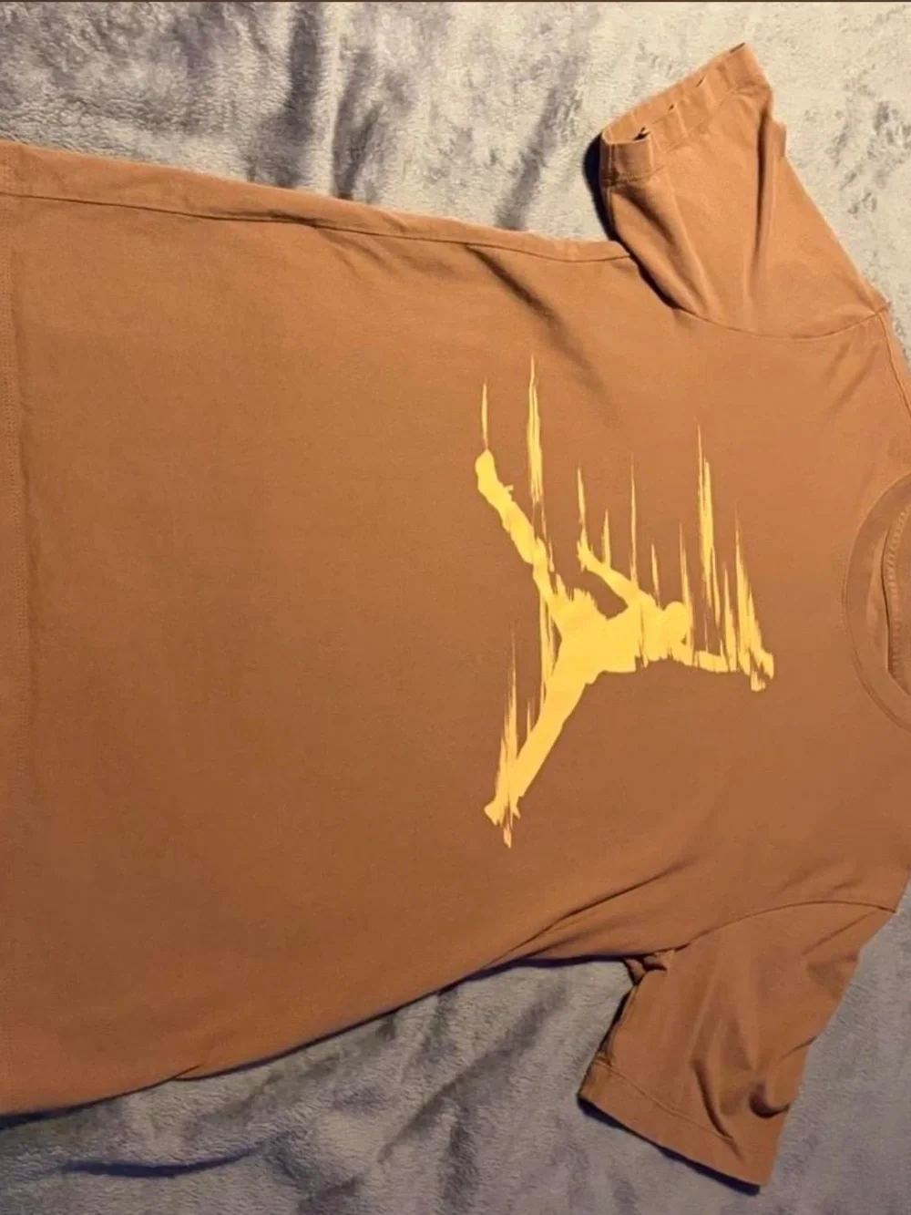 Jordan Brown Short Sleeve Tee with Yellow Jumpman Graphic